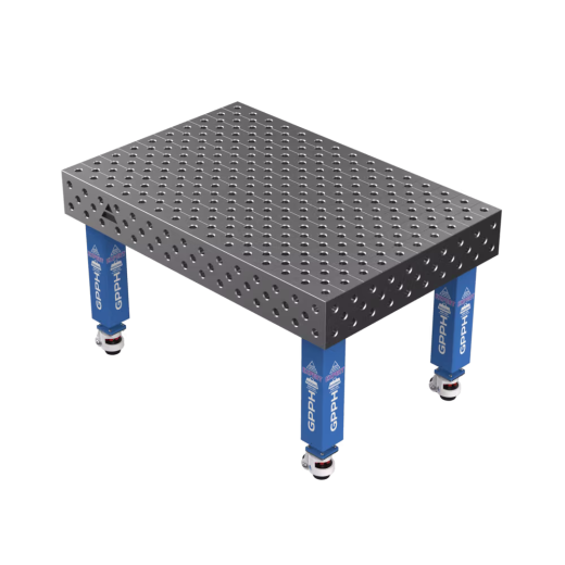 Schweißtisch EXPERT 25 mm – 1500 × 1000 mm – auf Rädern – diagonales Raster