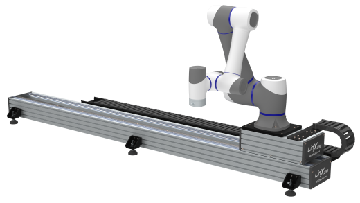 Kompakte Automatisierungslösung mit Linearachse und Cobot – ideal für präzises Handling und flexible Anwendungen.